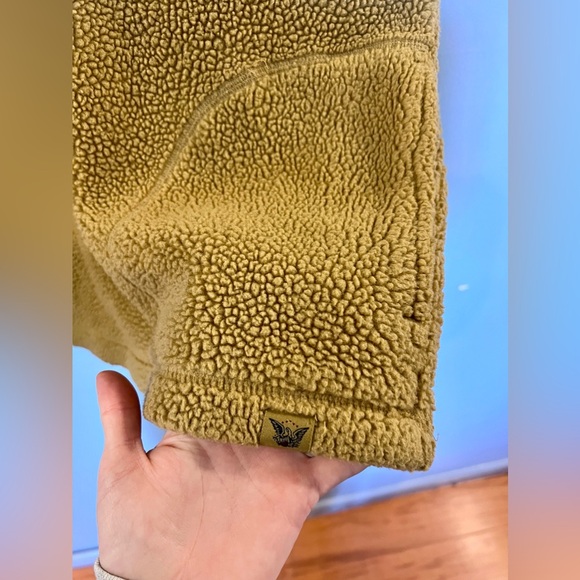 Vintage ✨ Arrow khaki tan brown fuzzy sherpa teddy half zip - Picture 5 of 6